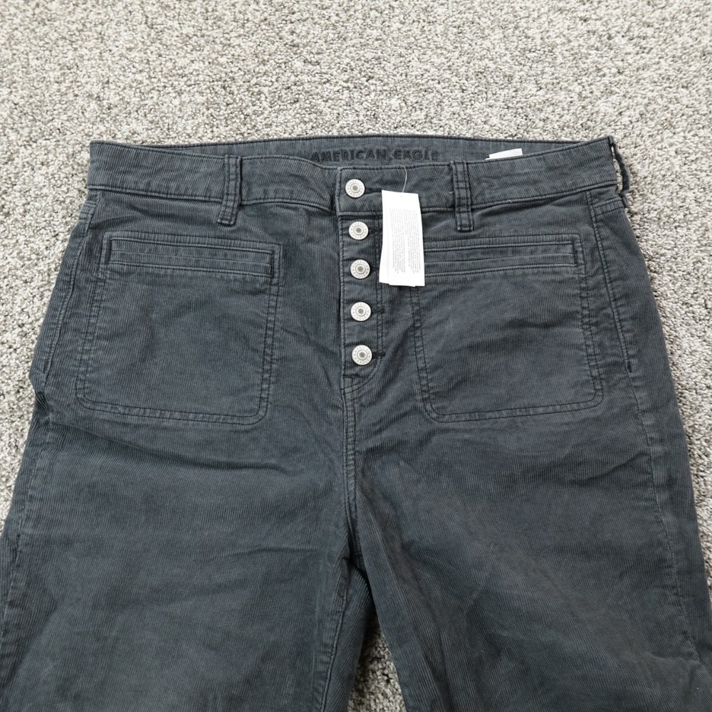NEW American Eagle Jeans Womens 16 Blue Gray Corduroy Hi Rise Flare Flex Stretch - Picture 7 of 14